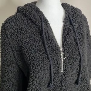 No Boundaries Black Teddy half-zip hoodie